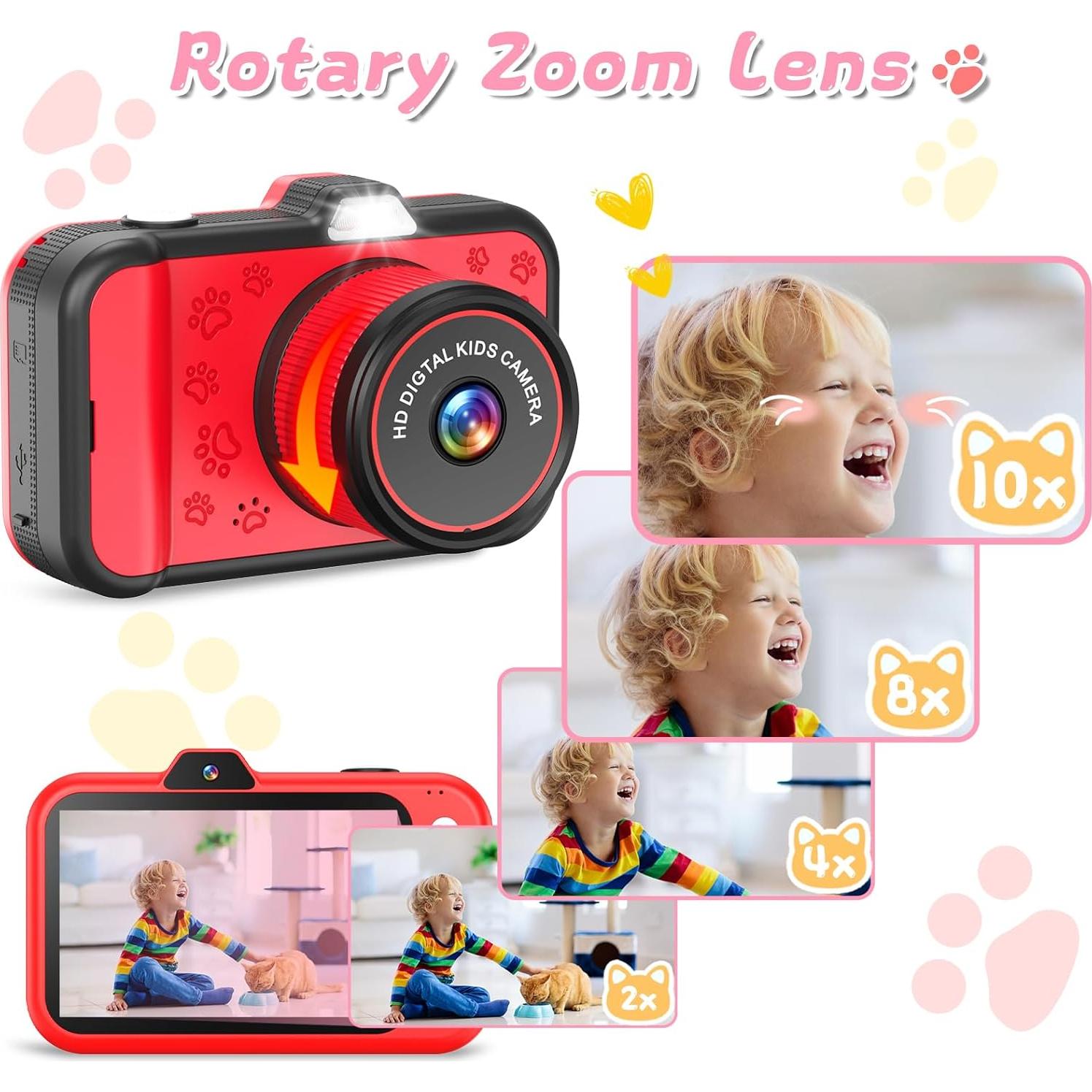 Cámara Digital para Niños CHAKEYAKE H90 con Zoom 10x y Pantalla 3.5"
