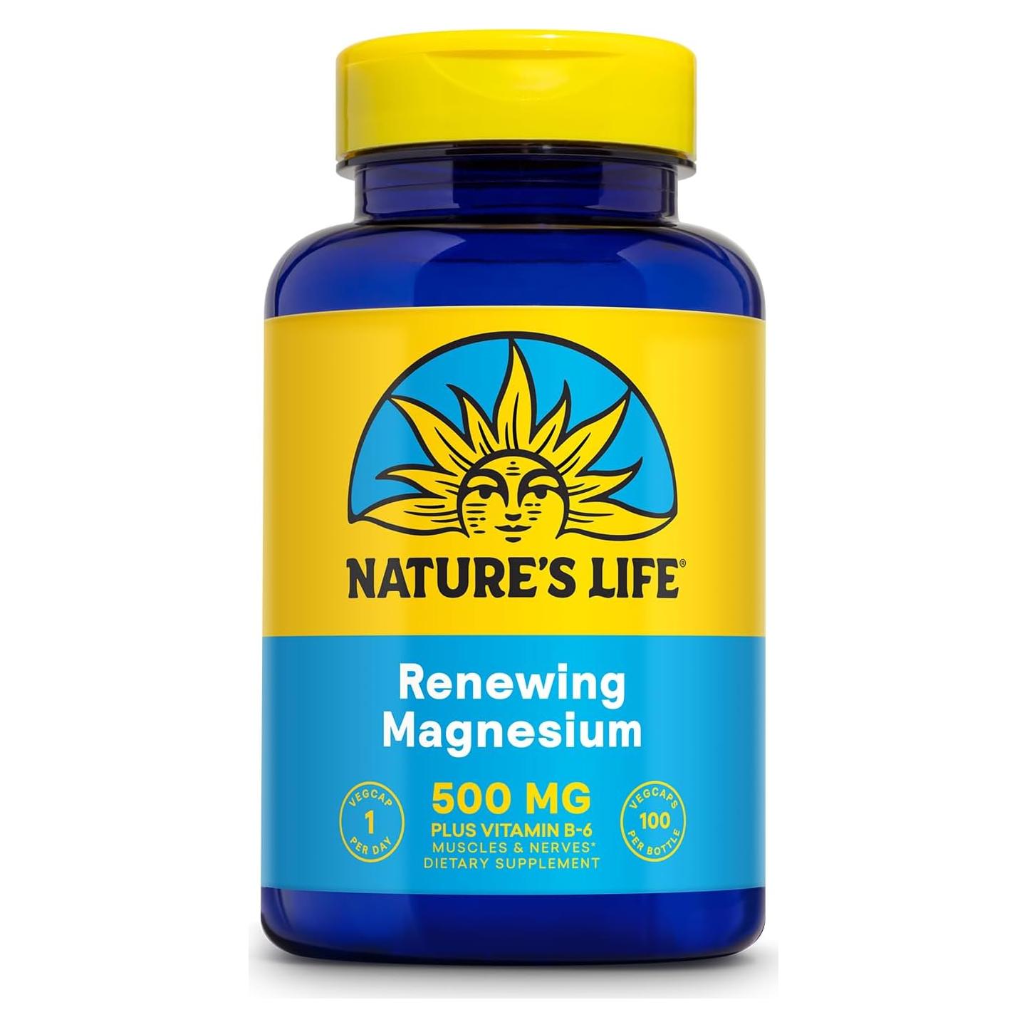 Suplemento de Magnesio Nature's Life 500 mg + Vitamina B-6