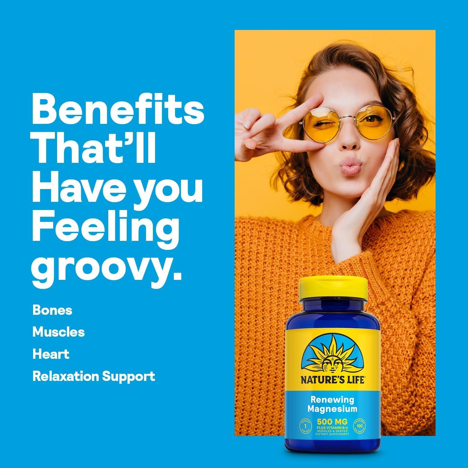 Suplemento de Magnesio Nature's Life 500 mg + Vitamina B-6