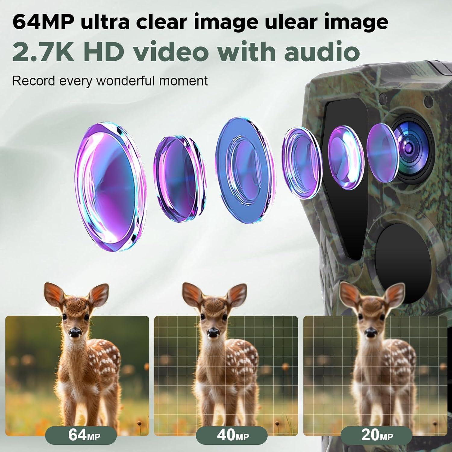 Cámara de sendero MKEOLGE 64MP 2.7K visión nocturna IP66