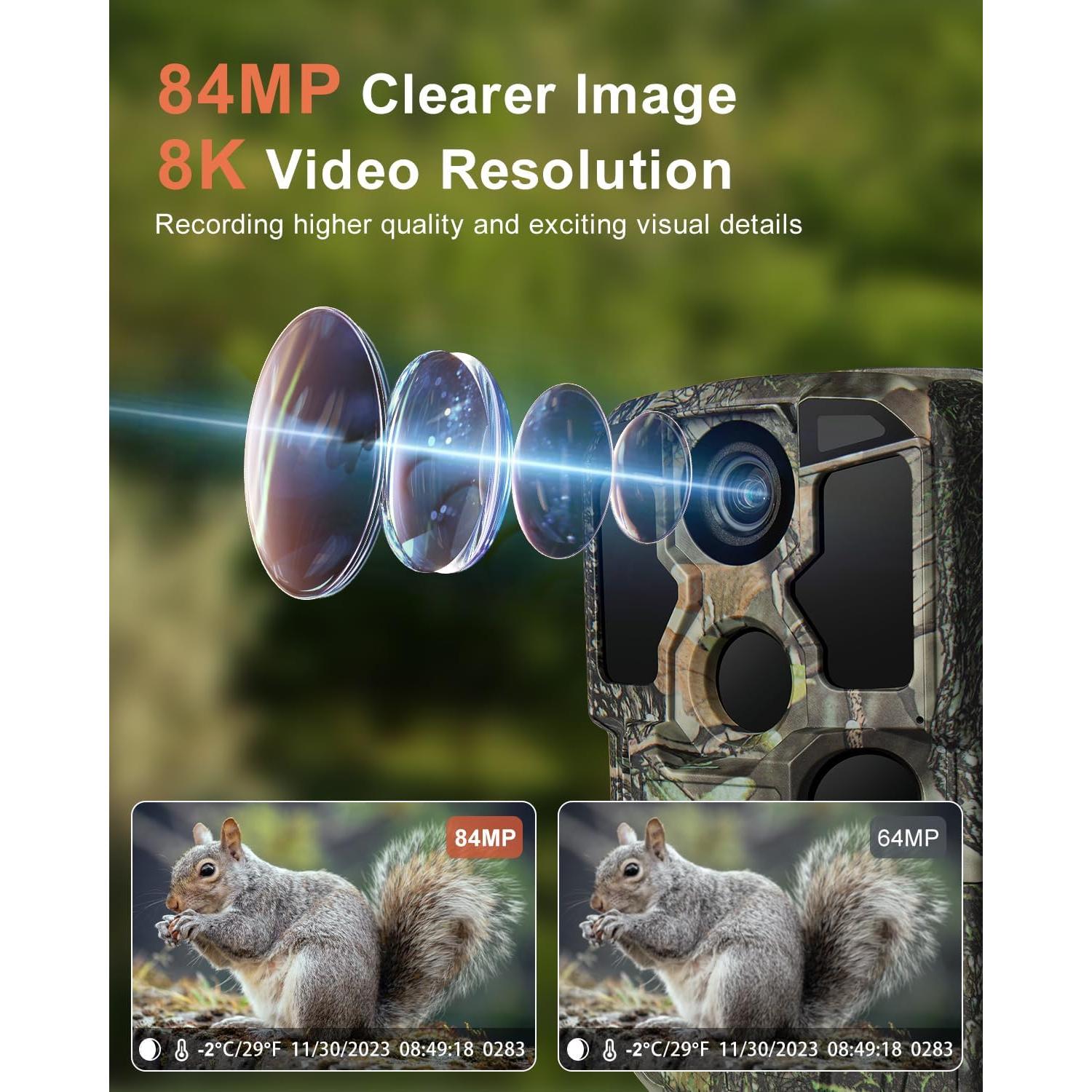 Cámara de sendero KJK 8K 84MP WiFi visión nocturna IP67