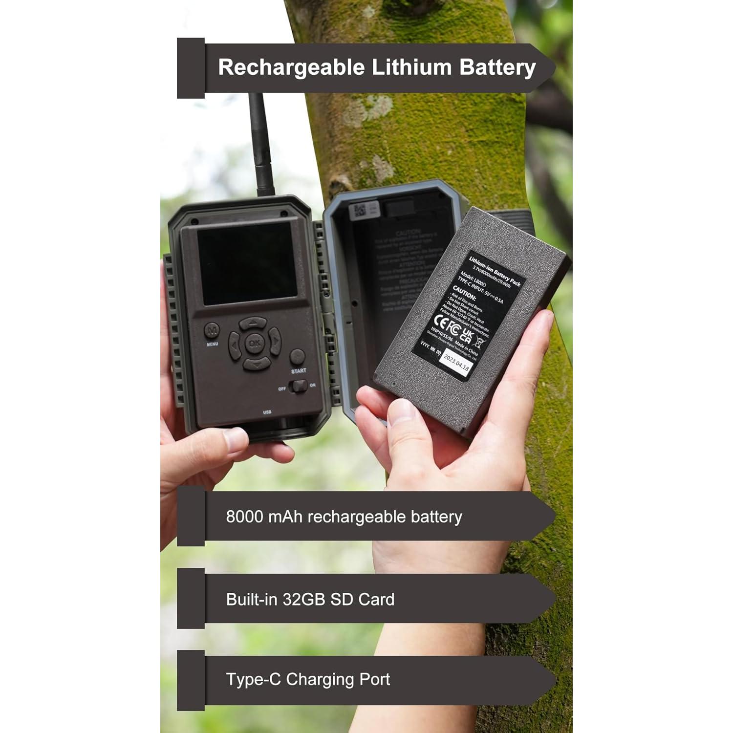 Cámara de sendero GardePro E8PMB, 64MP, WiFi, visión nocturna