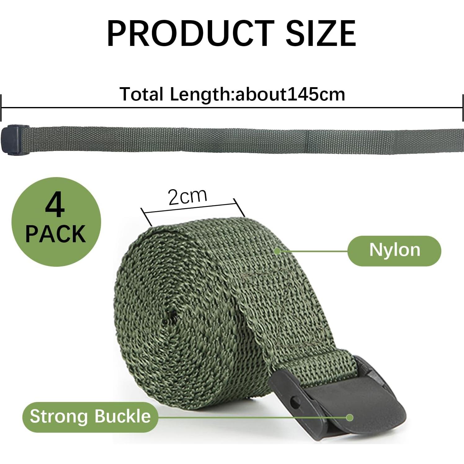 4 Correasa de Cámara de Nylon Acuxiaza 145cm Verde Alta Resistencia