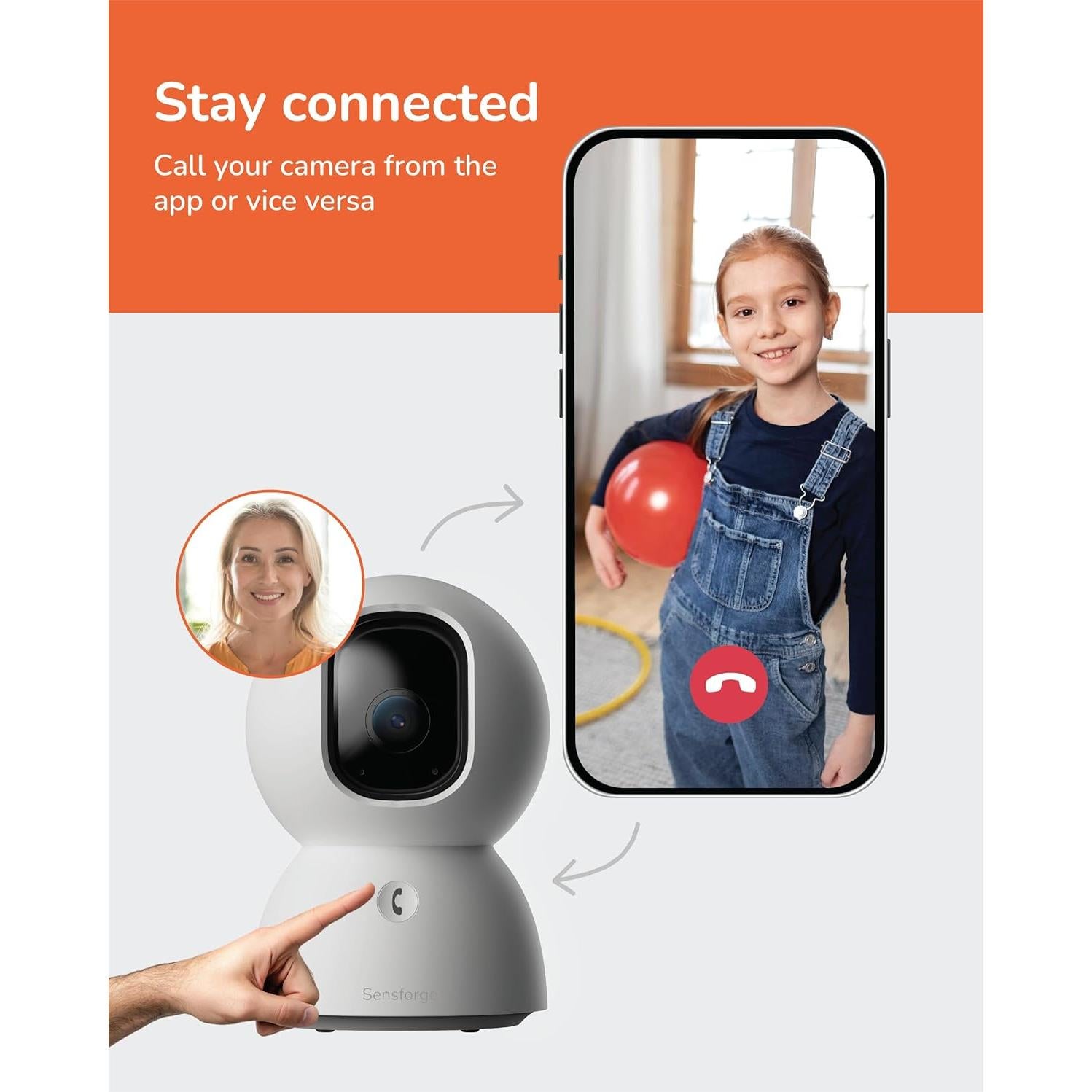 Cámara de Seguridad Interior Sensforge SF-C2 2.5K Wi-Fi Pan-Tilt