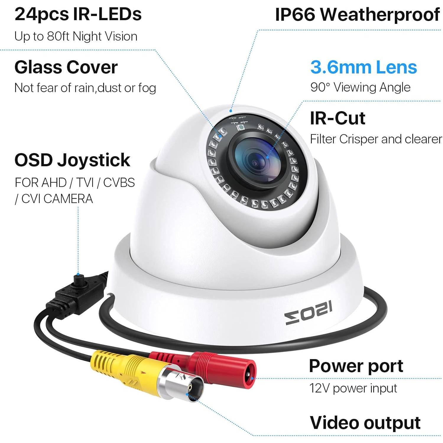Cámara de Seguridad ZOSI 1080p Dome IP66 para Interior/Exterior