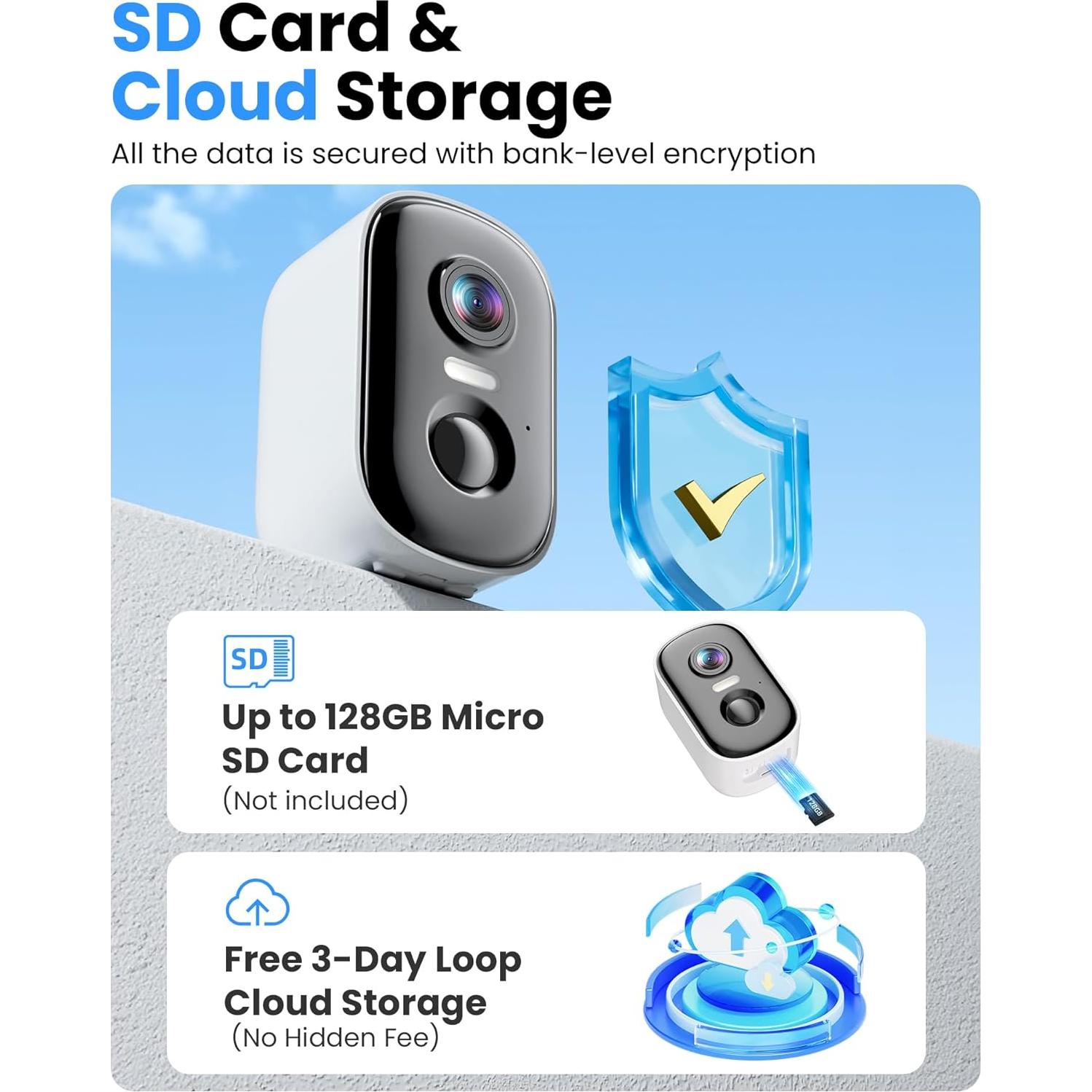 Cámara de Seguridad Inalámbrica MISECU 2K Exterior Pack 4