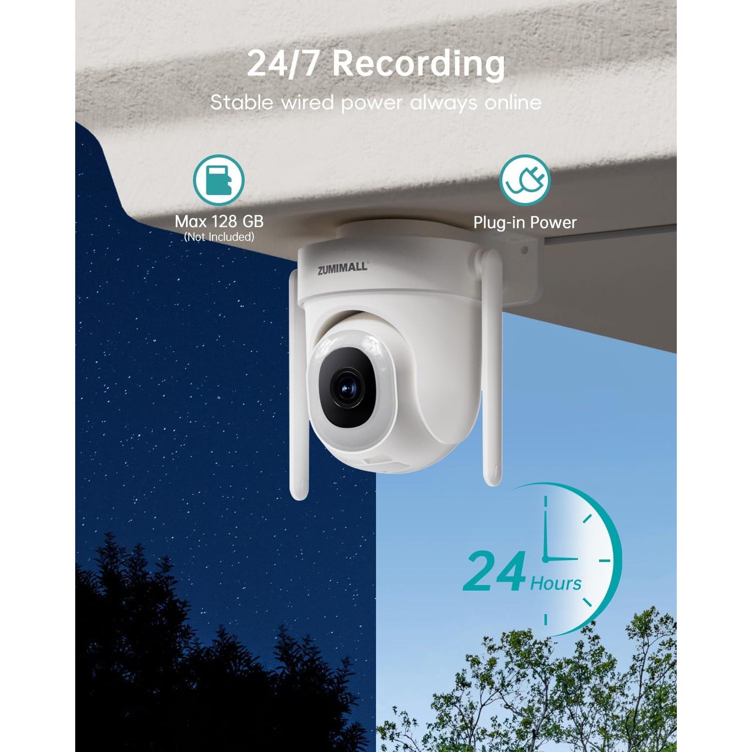 Cámara de Seguridad ZUMIMALL 5MP WiFi Exterior IP66 con Visión Nocturna