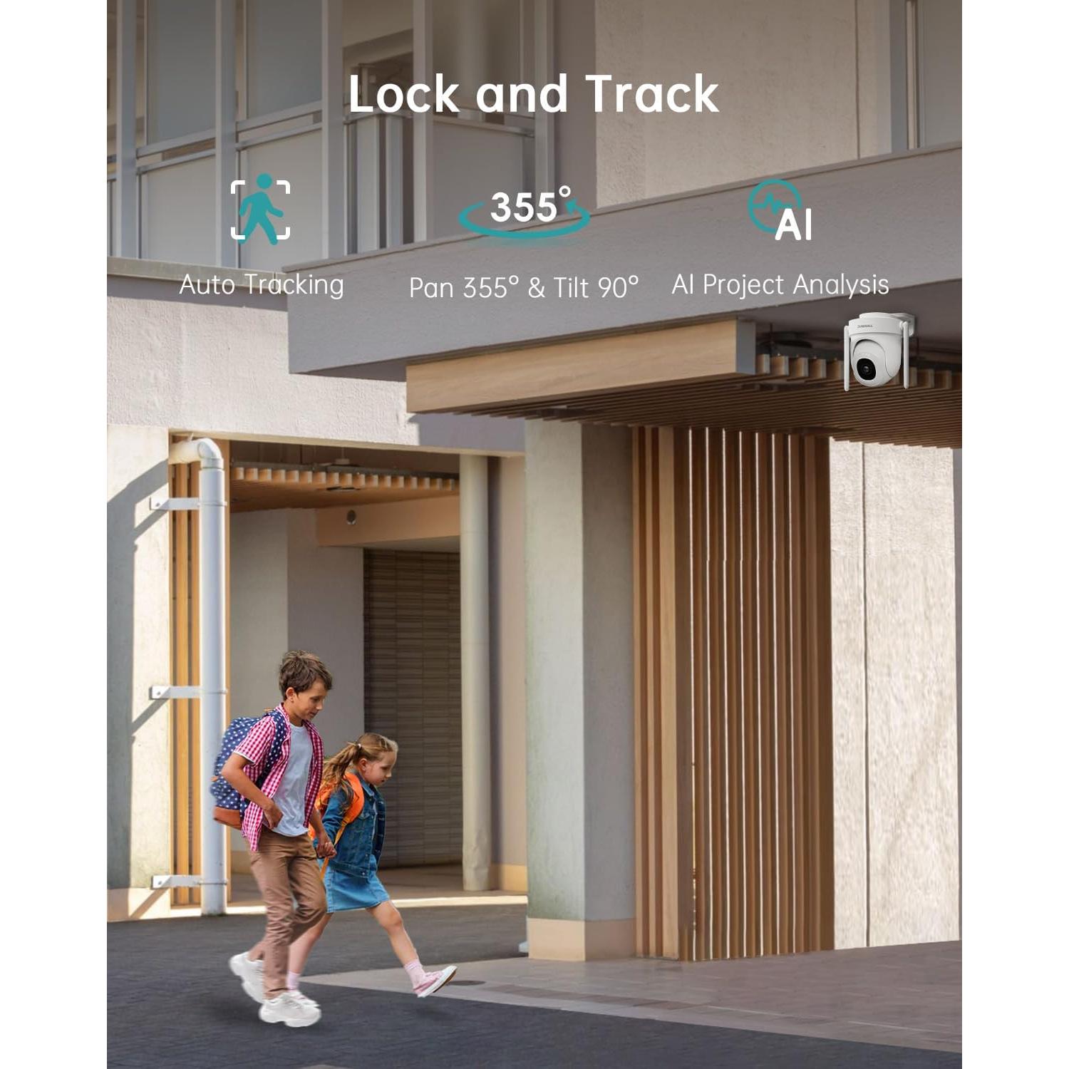Cámara de Seguridad ZUMIMALL 5MP WiFi Exterior IP66 con Visión Nocturna