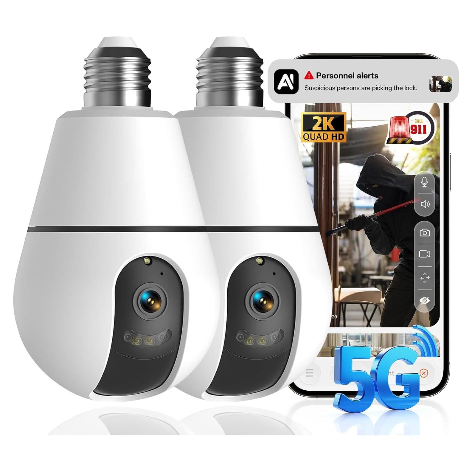 Cámara de Bombilla WiFi 2K ILWUT con Detección AI - 2 Unidades