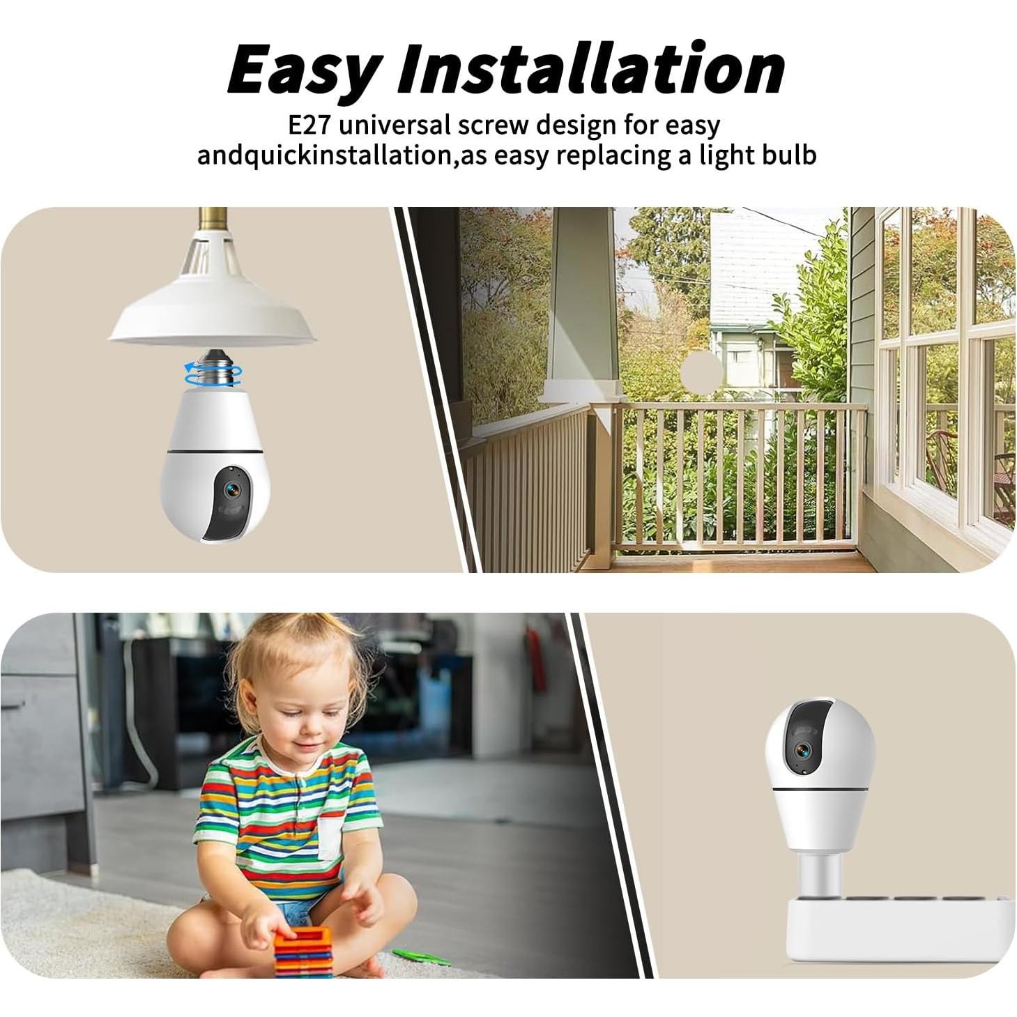 Cámara de Bombilla WiFi 2K ILWUT con Detección AI - 2 Unidades