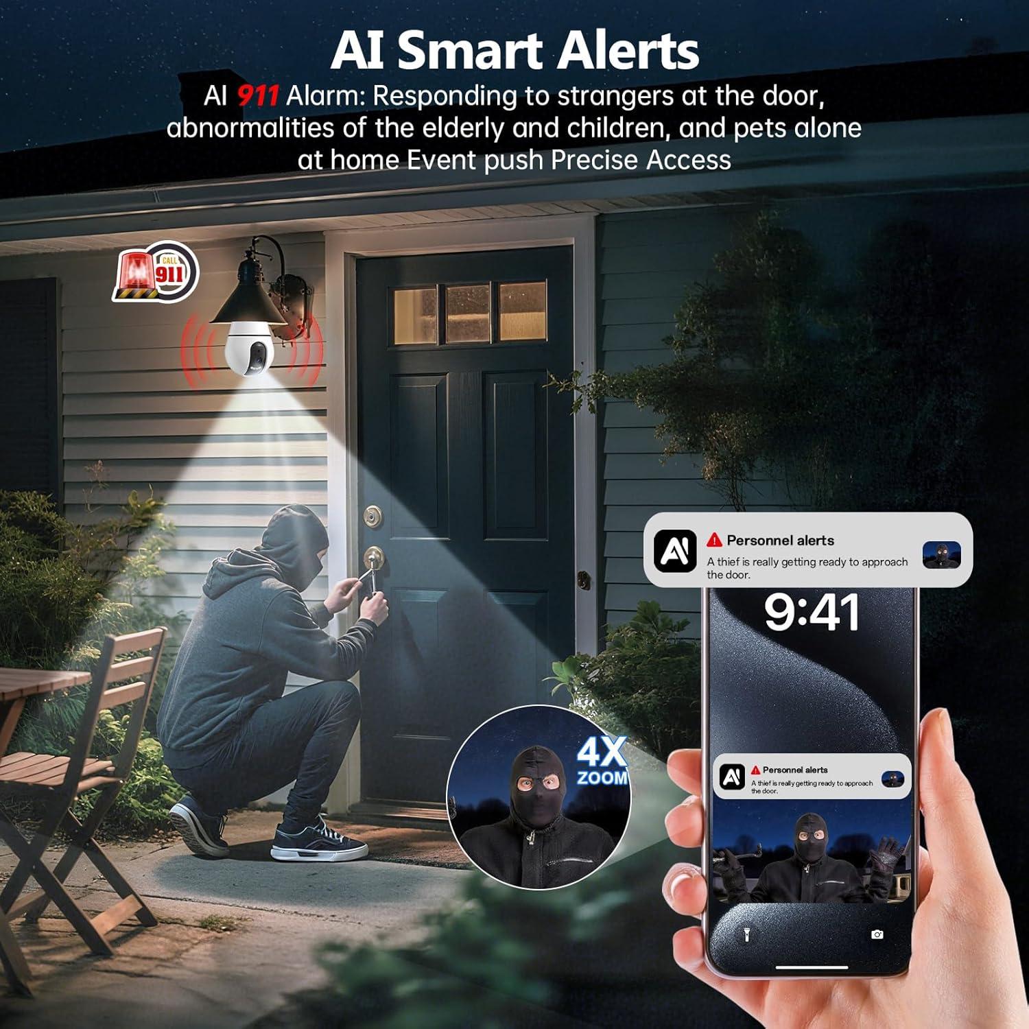 Cámara de Bombilla WiFi 2K ILWUT con Detección AI - 2 Unidades