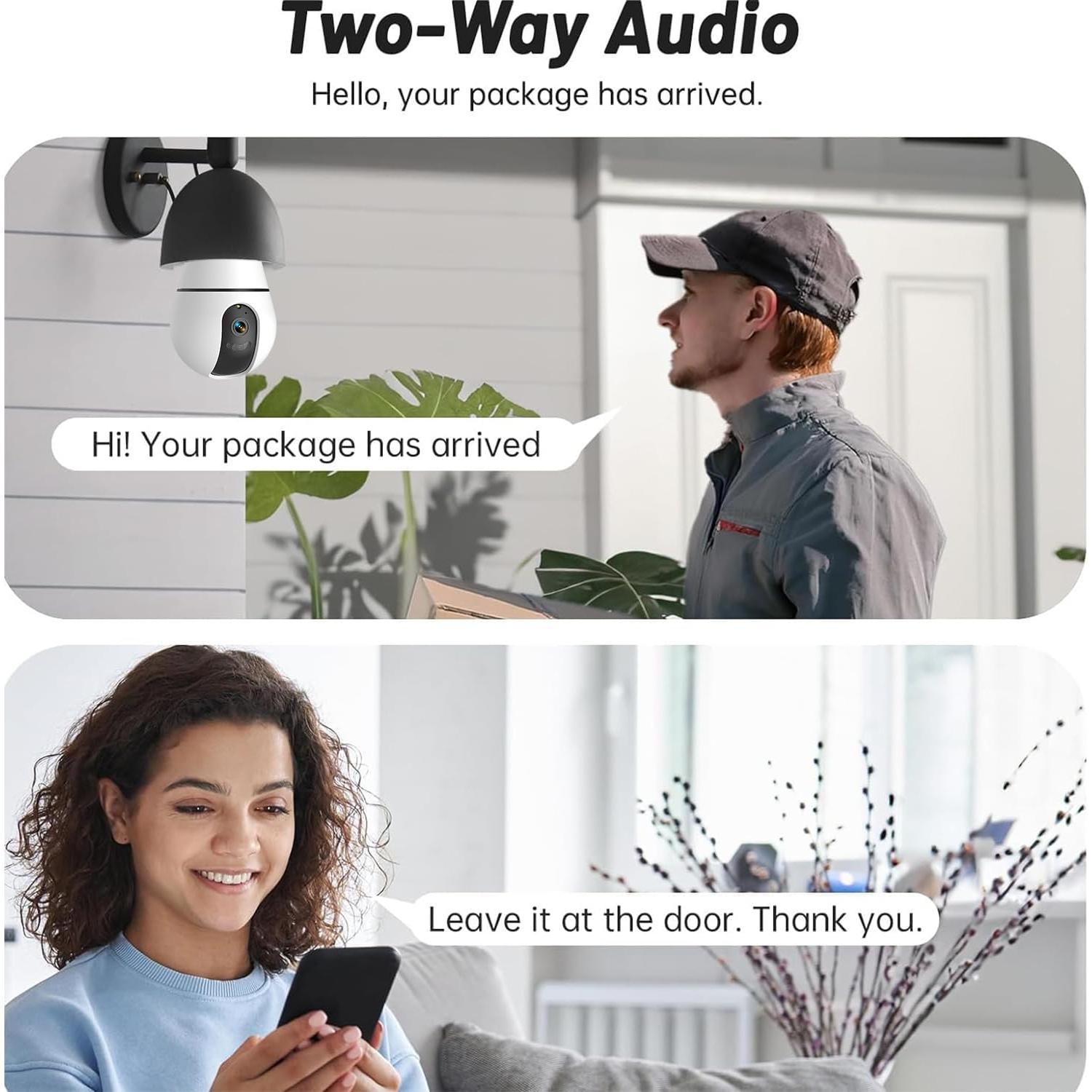 Cámara de Bombilla WiFi 2K ILWUT con Detección AI - 2 Unidades