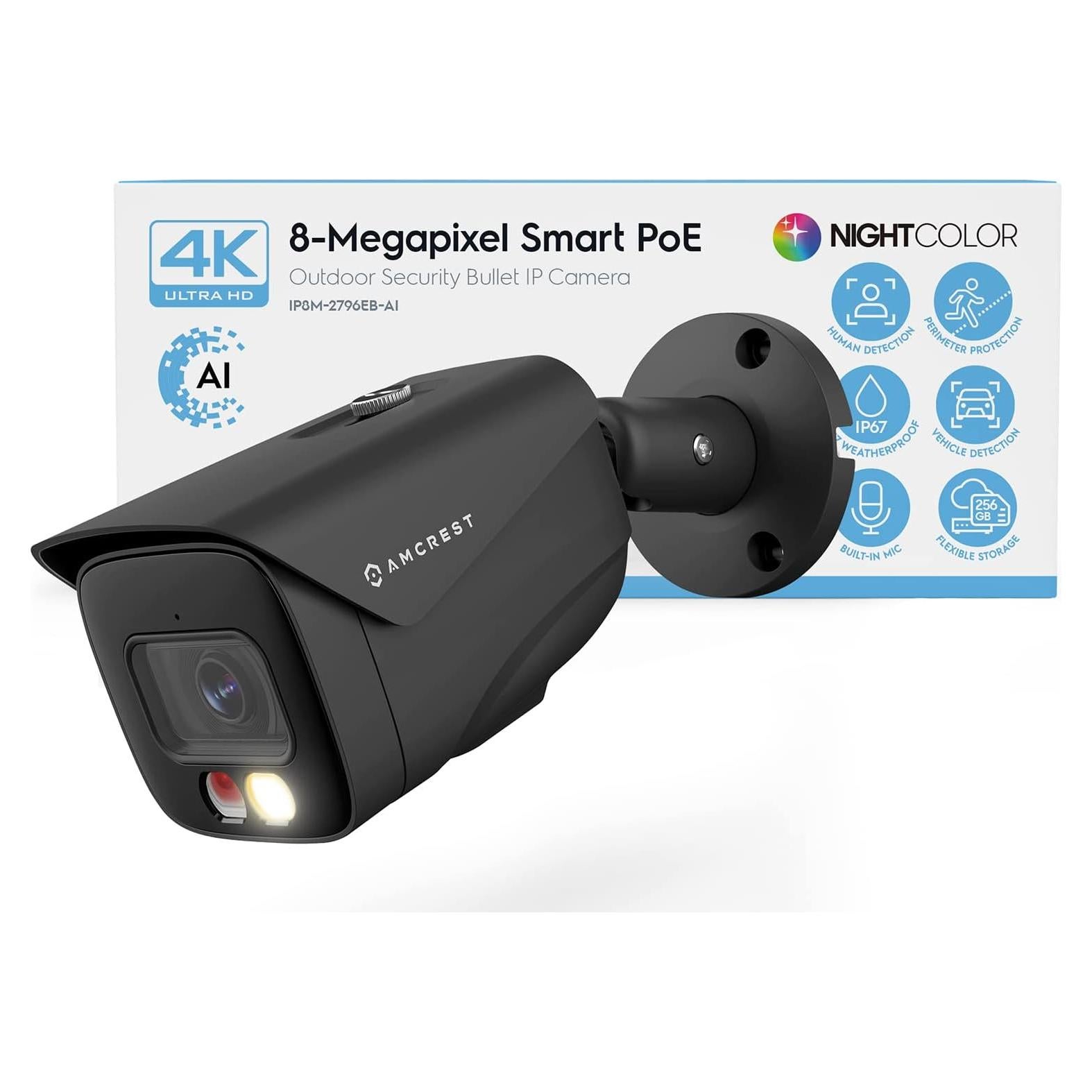 Cámara IP PoE Amcrest UltraHD 4K 8MP Visión Nocturna 15m