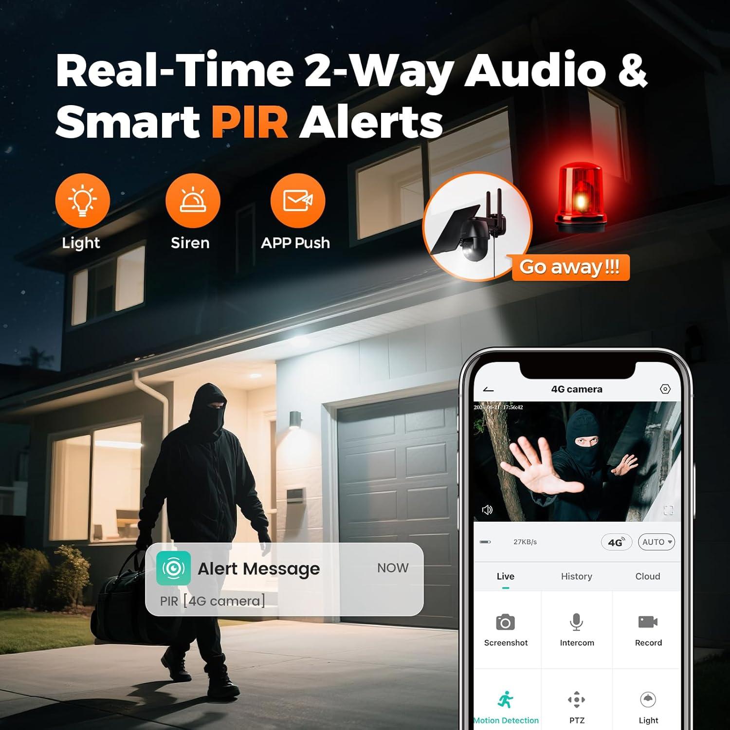 Cámara de Seguridad 4G LTE Solareye con Visión Nocturna 2K