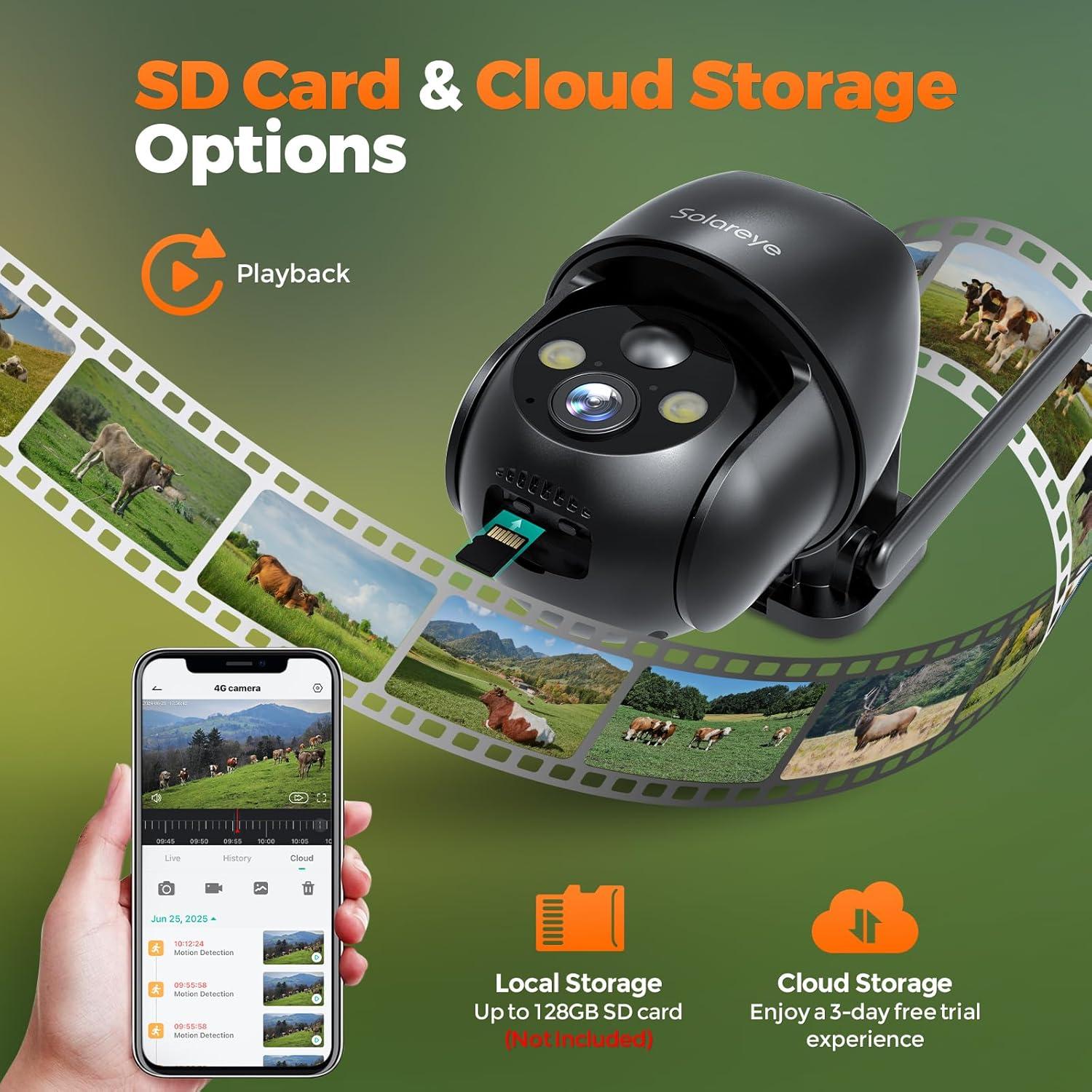 Cámara de Seguridad 4G LTE Solareye con Visión Nocturna 2K