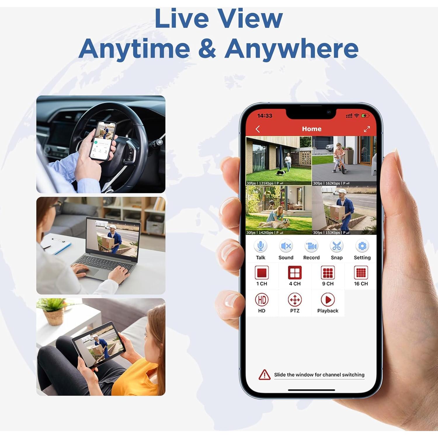 Sistema de Cámara de Seguridad Inalámbrico SmartSF 10CH 2K 1TB