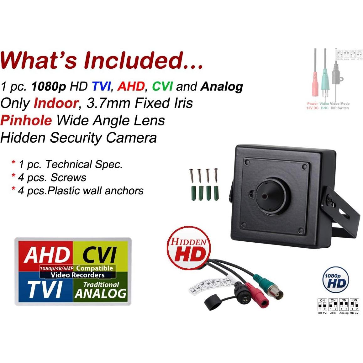 Cámara Oculta Mini Evertech AHD 1080p Lente Pinhole Interior