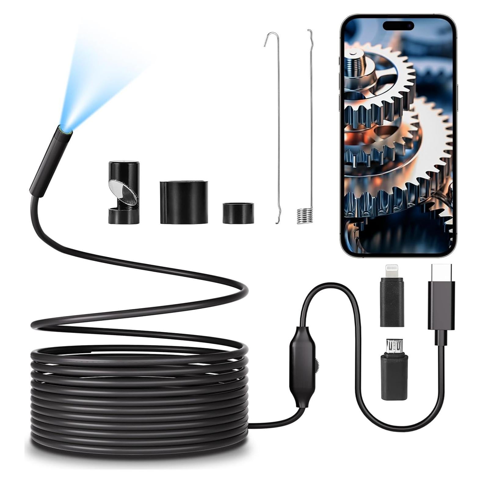 Cámara Endoscopio HD 1920P POLEDY 5m IP67 con Luz LED