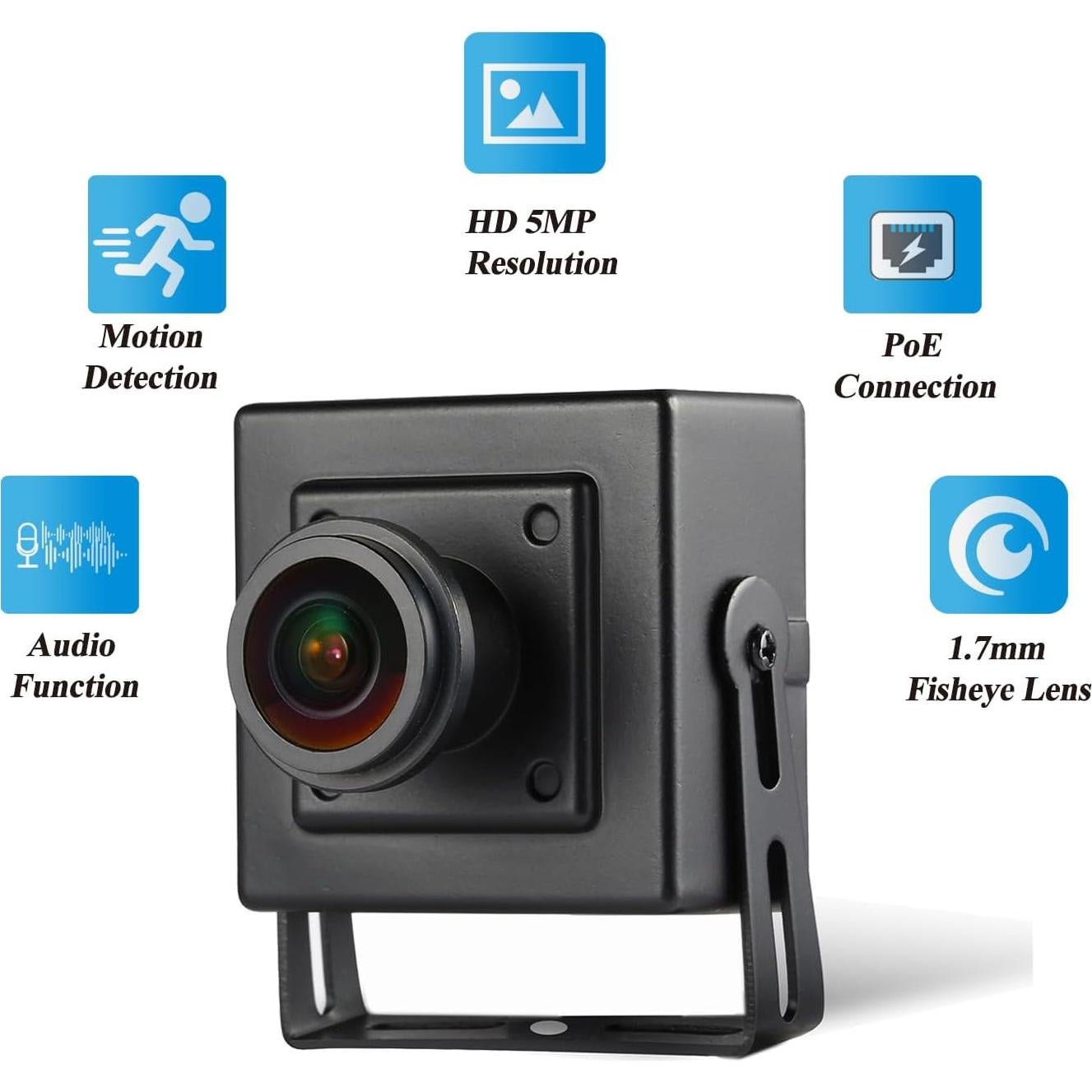 Cámara IP Mini PoE REVODATA I706-3-P-A 5MP Fisheye 180°