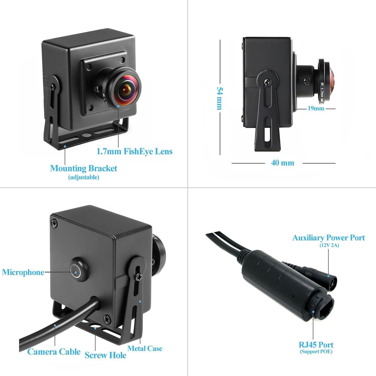 Cámara IP Mini PoE REVODATA I706-3-P-A 5MP Fisheye 180°