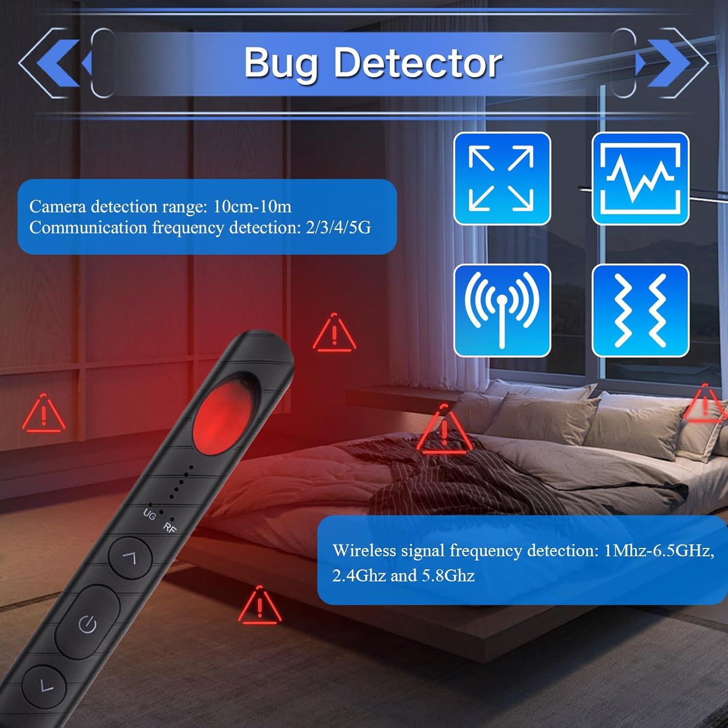 Detector de cámaras ocultas AiLuce portátil 5 niveles sensibilidad