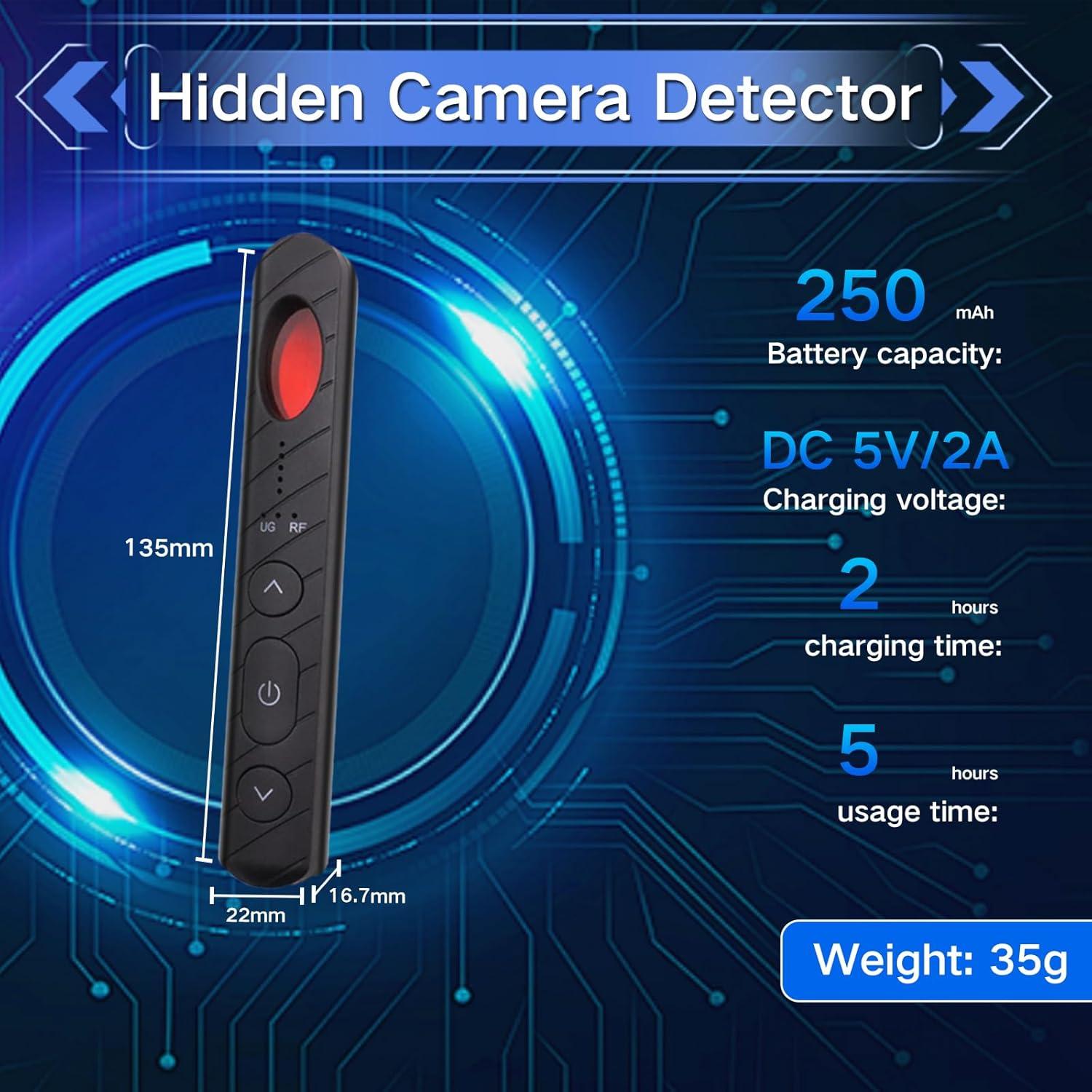 Detector de cámaras ocultas AiLuce portátil 5 niveles sensibilidad