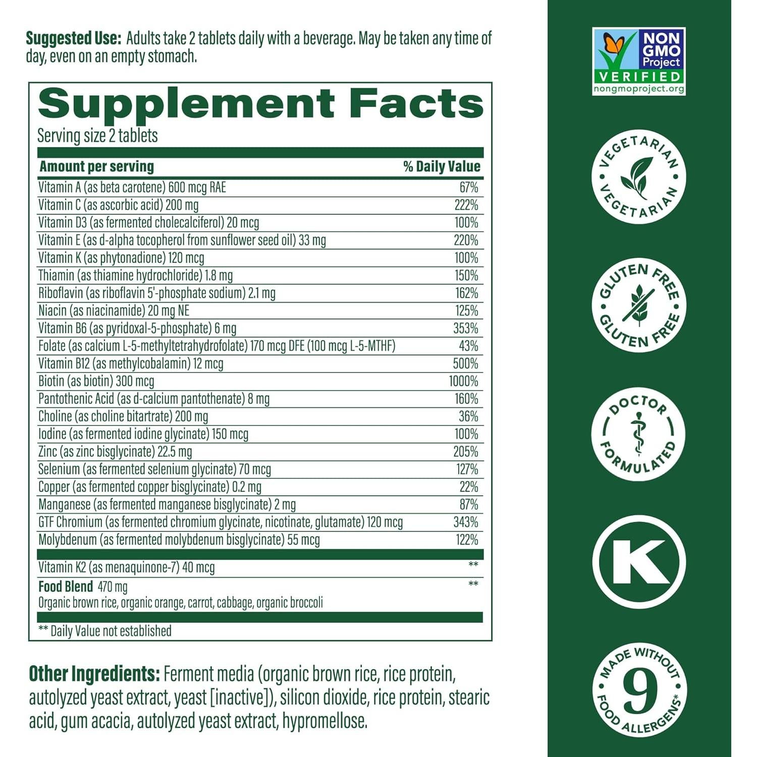 MegaFood Multivitamina Avanzada Hombres 60 Tabletas - Salud Inmunológica