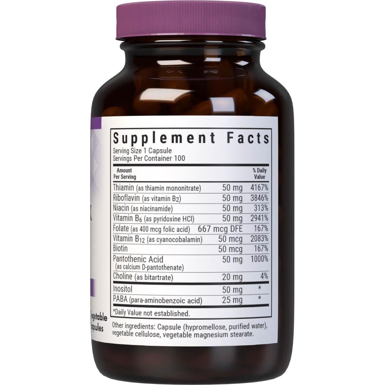 Vitaminas B Complejas Bluebonnet - 100 Cápsulas Veganas