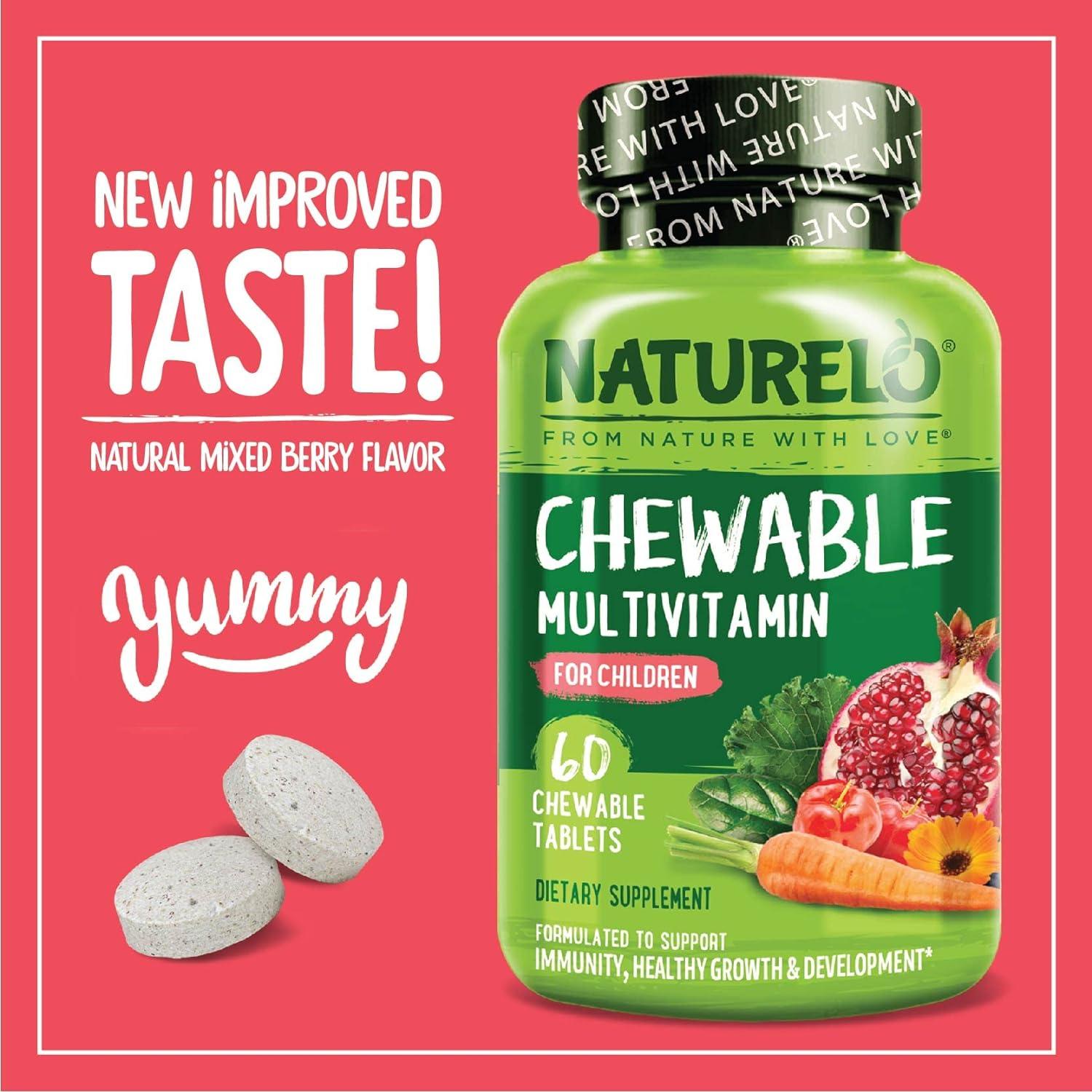 Multivitamina Masticable para Niños NATURELO - 60 Tabletas Orgánicas