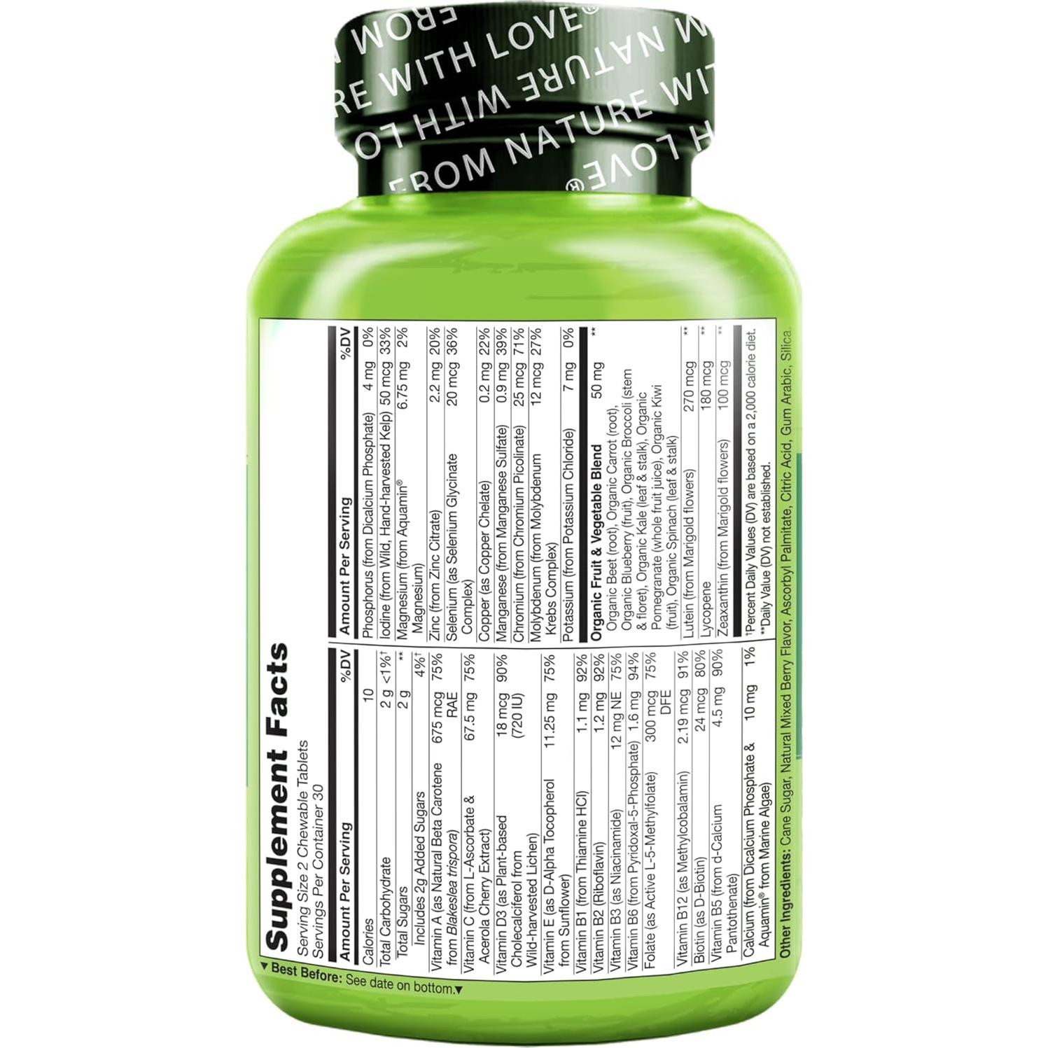 Multivitamina Masticable para Niños NATURELO - 60 Tabletas Orgánicas