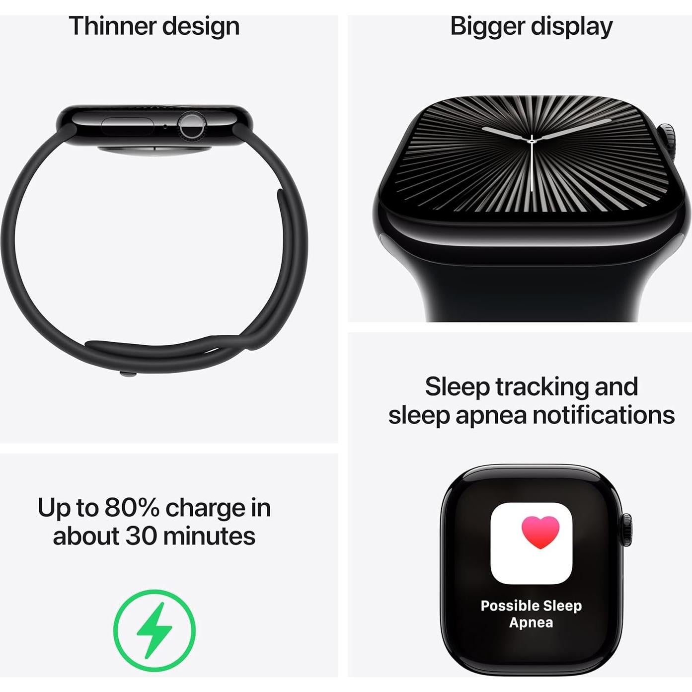 Apple Watch Series 10 GPS 42mm Aluminio Negro Fitness