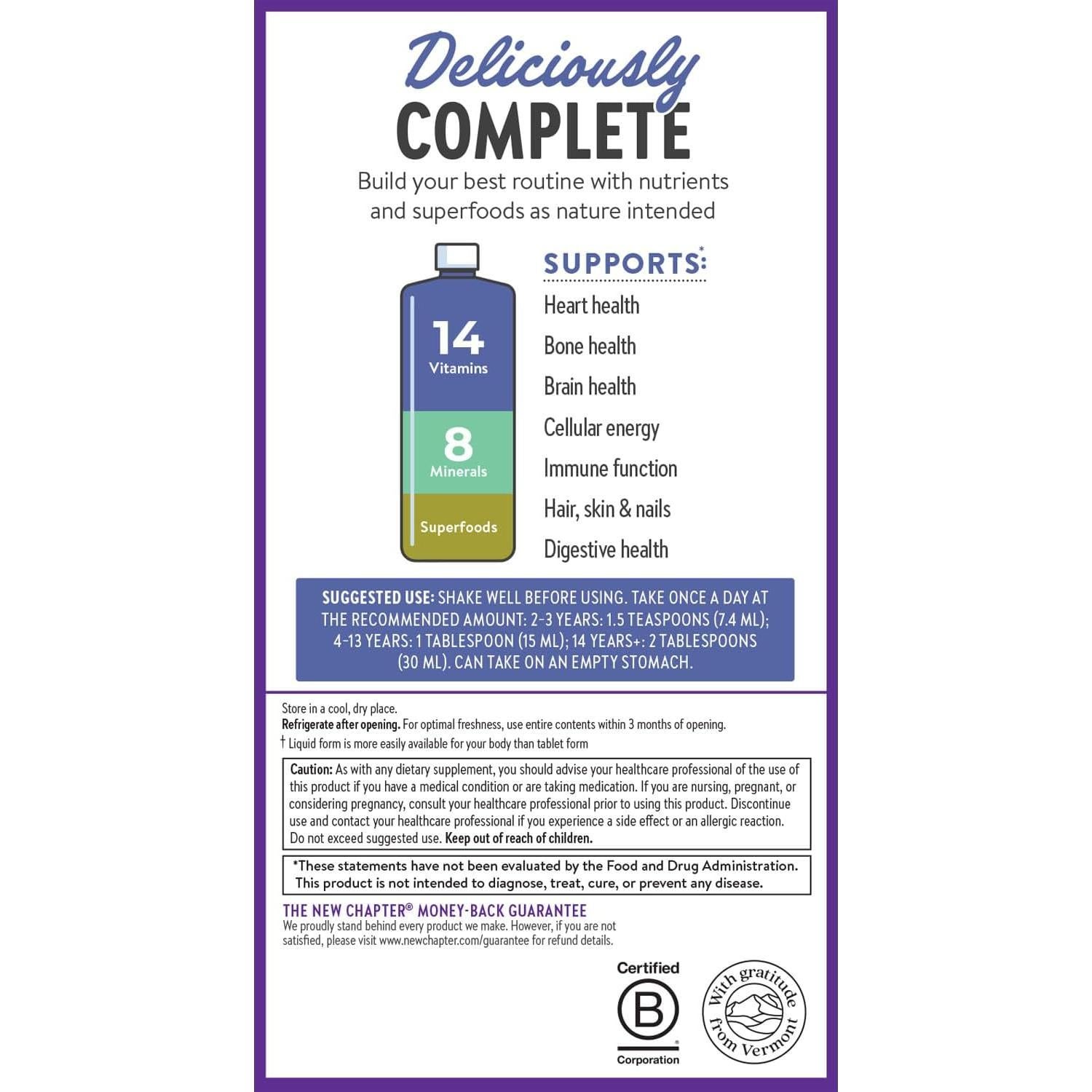 Suplemento Líquido Multivitamínico Nuevo Capítulo 887 ml Frutos Rojos