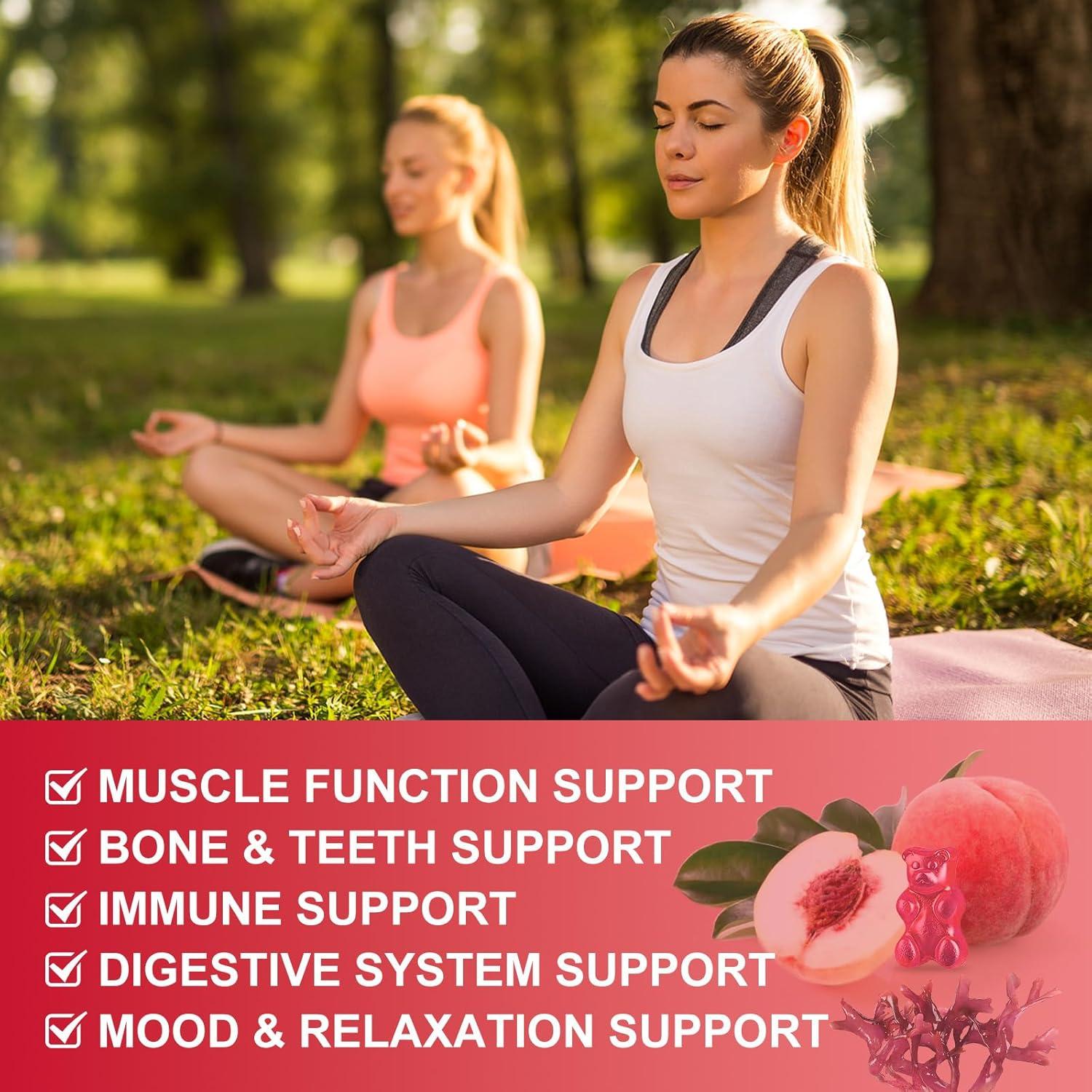 Gomitas de Calcio 1200mg con Vitamina D3 y K2 WOGORGT - 60 Unidades Sabor Durazno