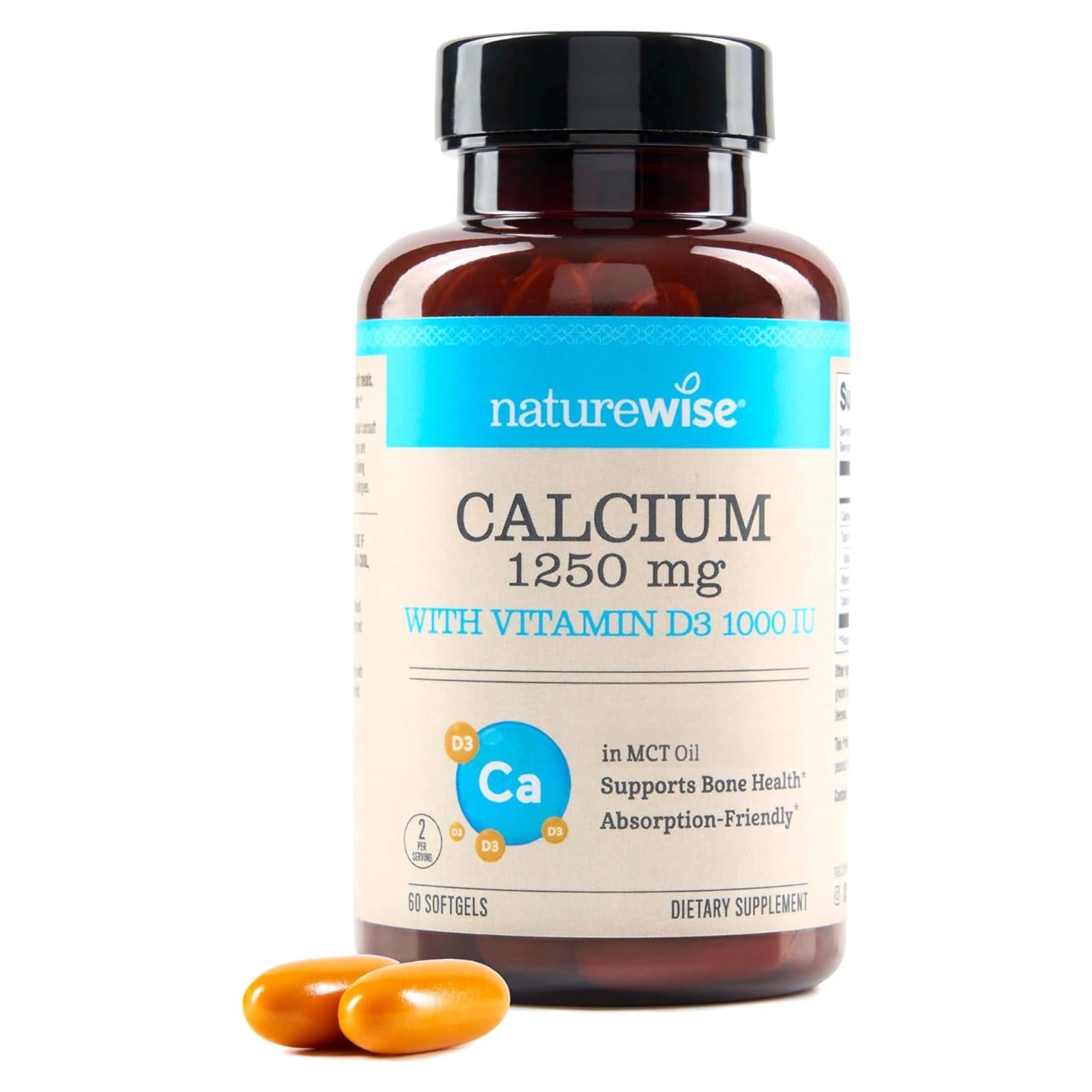 NatureWise Suplemento de Calcio 1250mg + Vitamina D3 1000UI