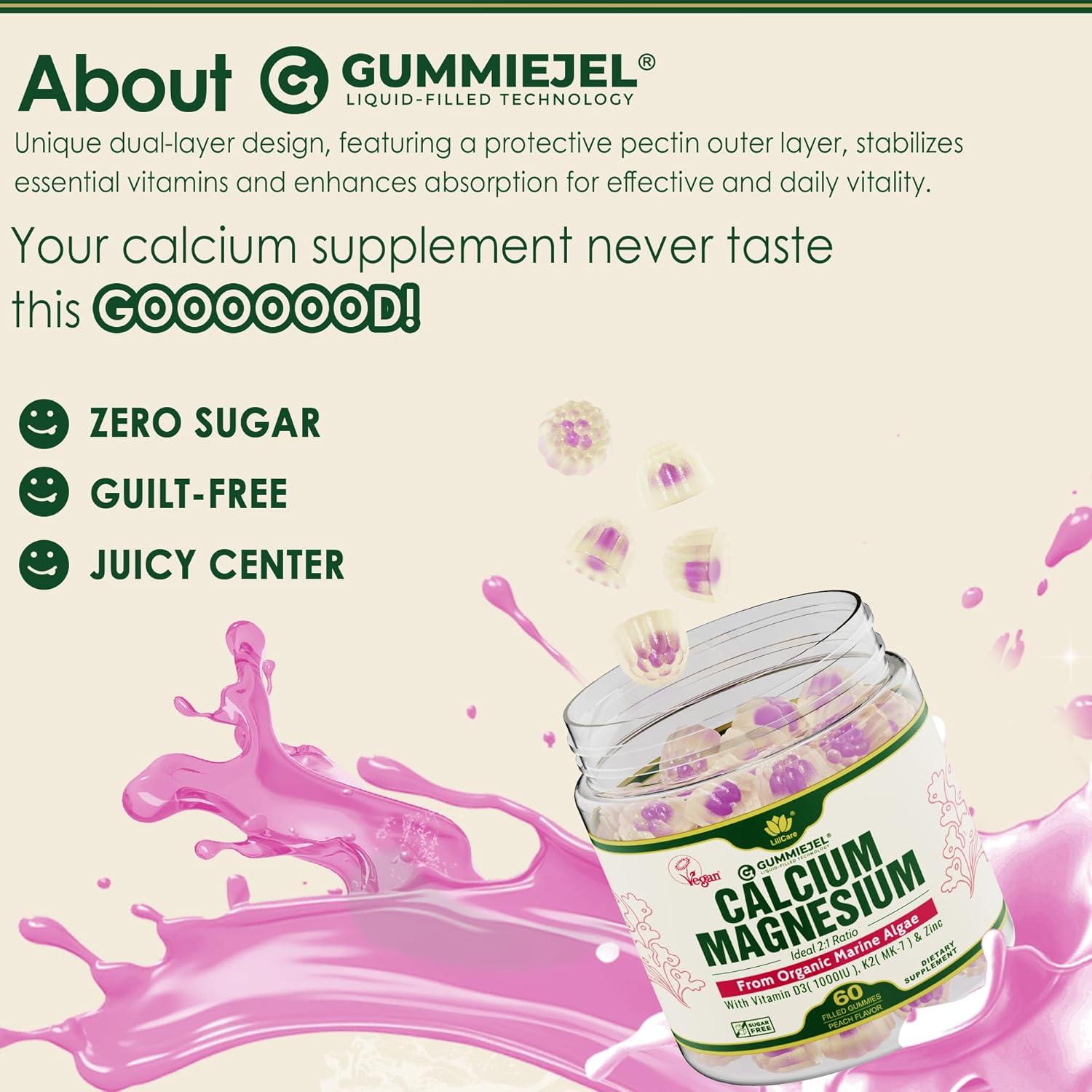 Gomitas de Calcio LILICARE 600mg con Vitamina D3 K2 - 60 Unidades