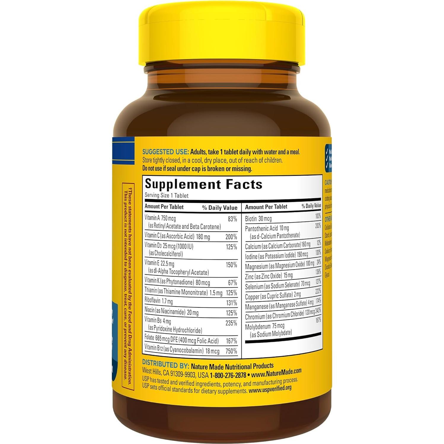 Multivitamina Nature Made Para Él 90 Tabletas Sin Hierro