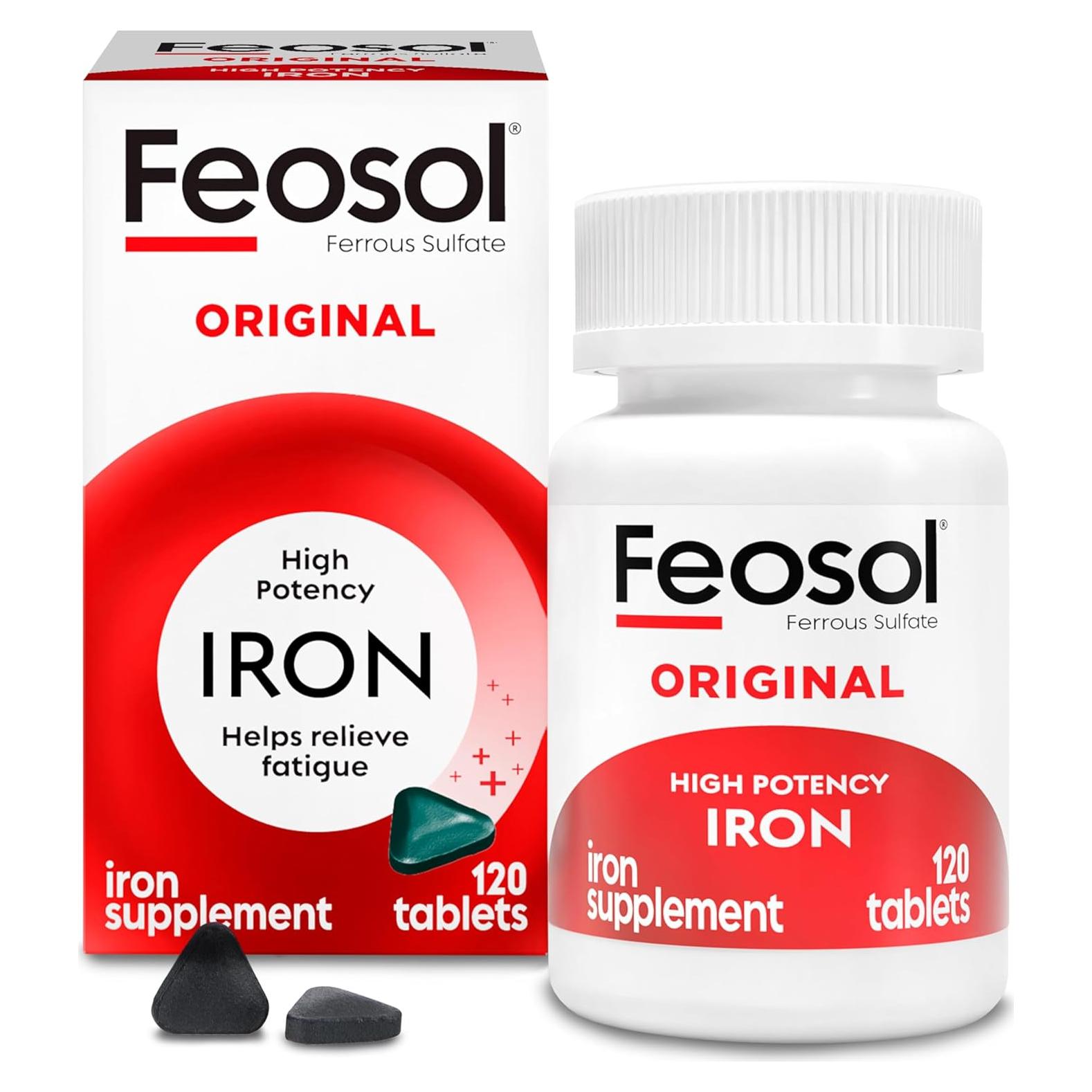 Suplemento de Hierro Feosol Original 325mg 120 Tabletas