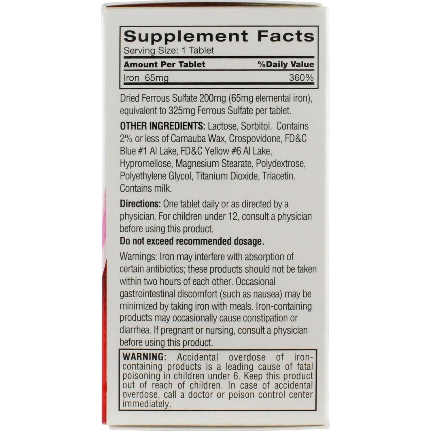 Suplemento de Hierro Feosol Original 325mg 120 Tabletas