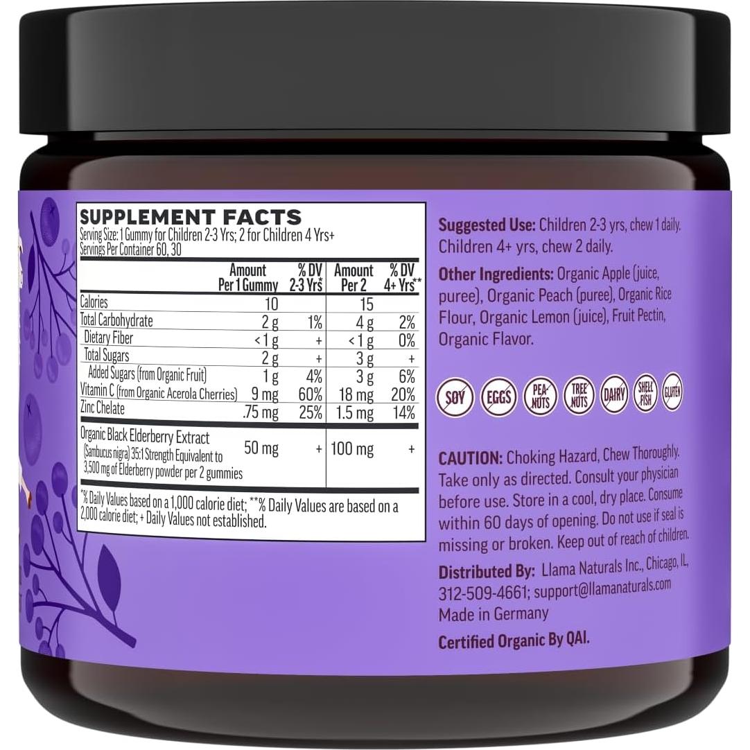 Gomitas de Saúco Naturales Llama 60 Unidades Veganas Inmunidad