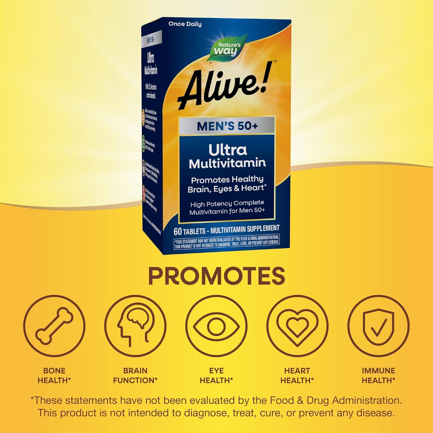 Multivitamina Diaria Ultra Nature's Way para Hombres 50+, 60 Tabletas