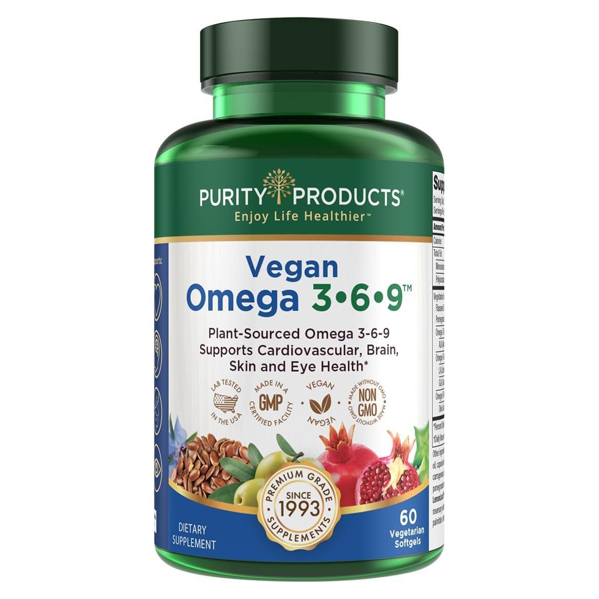 Omega 3-6-9 Vegano Purity Products - 60 Cápsulas de Ácidos Grasos