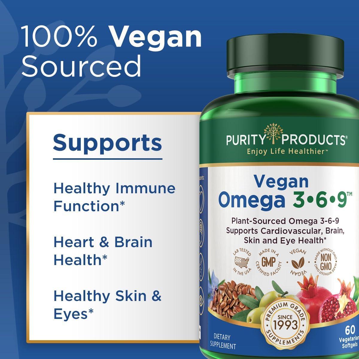 Omega 3-6-9 Vegano Purity Products - 60 Cápsulas de Ácidos Grasos