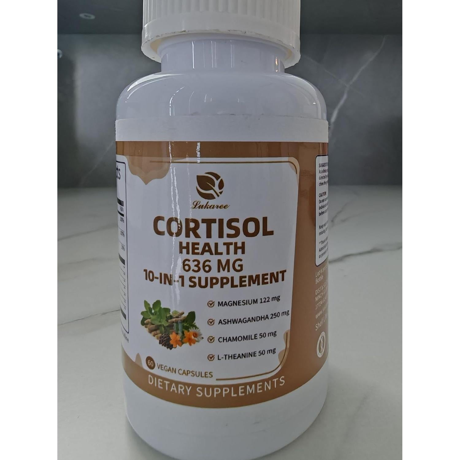Suplemento de Cortisol 10-en-1 Lukaree 60 Cápsulas Veganas