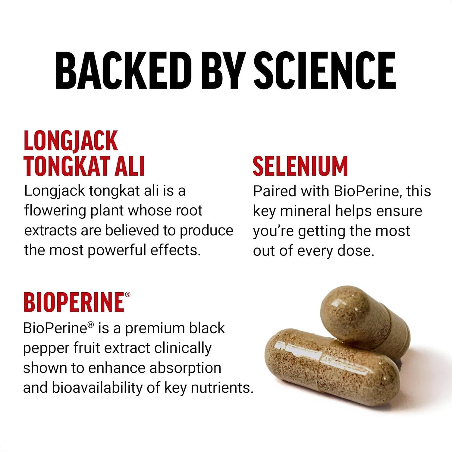 Suplemento Hormonal Force Factor Longjack Tongkat Ali 500mg 30 Cápsulas