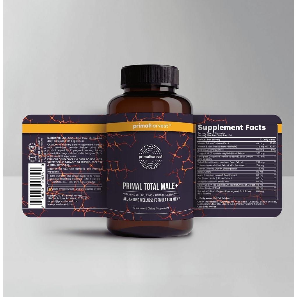 Multivitamina Primal Harvest Total Male+ para Hombres 90 Cápsulas