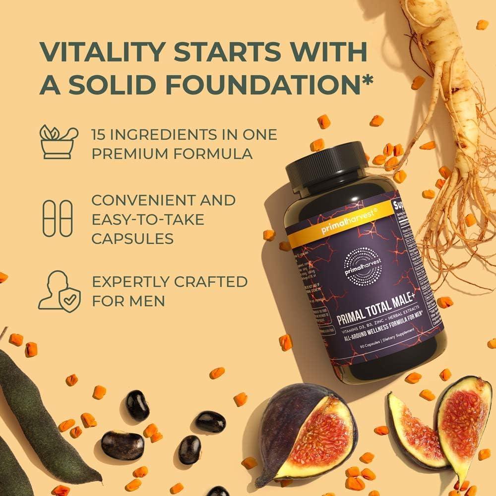 Multivitamina Primal Harvest Total Male+ para Hombres 90 Cápsulas