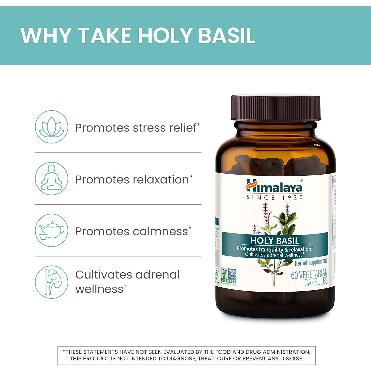 Suplemento Herbal Albahaca Sagrada Himalaya Tulsi 720 mg 60 Cápsulas