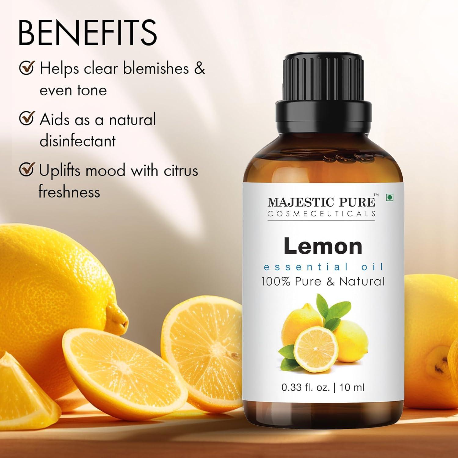 Aceite Esencial de Limón Majestic Pure 29.57 ml - Puro para Aromaterapia