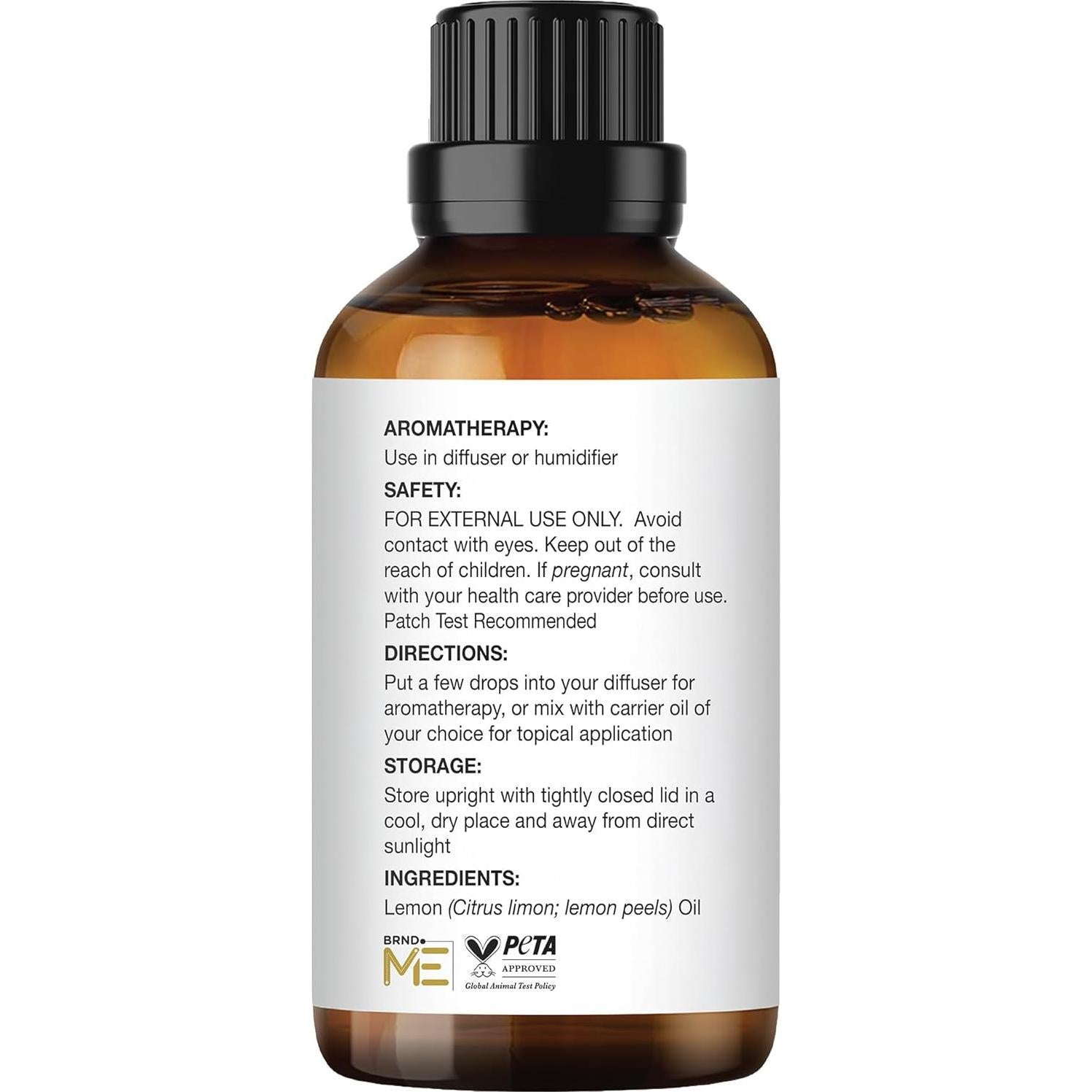 Aceite Esencial de Limón Majestic Pure 29.57 ml - Puro para Aromaterapia