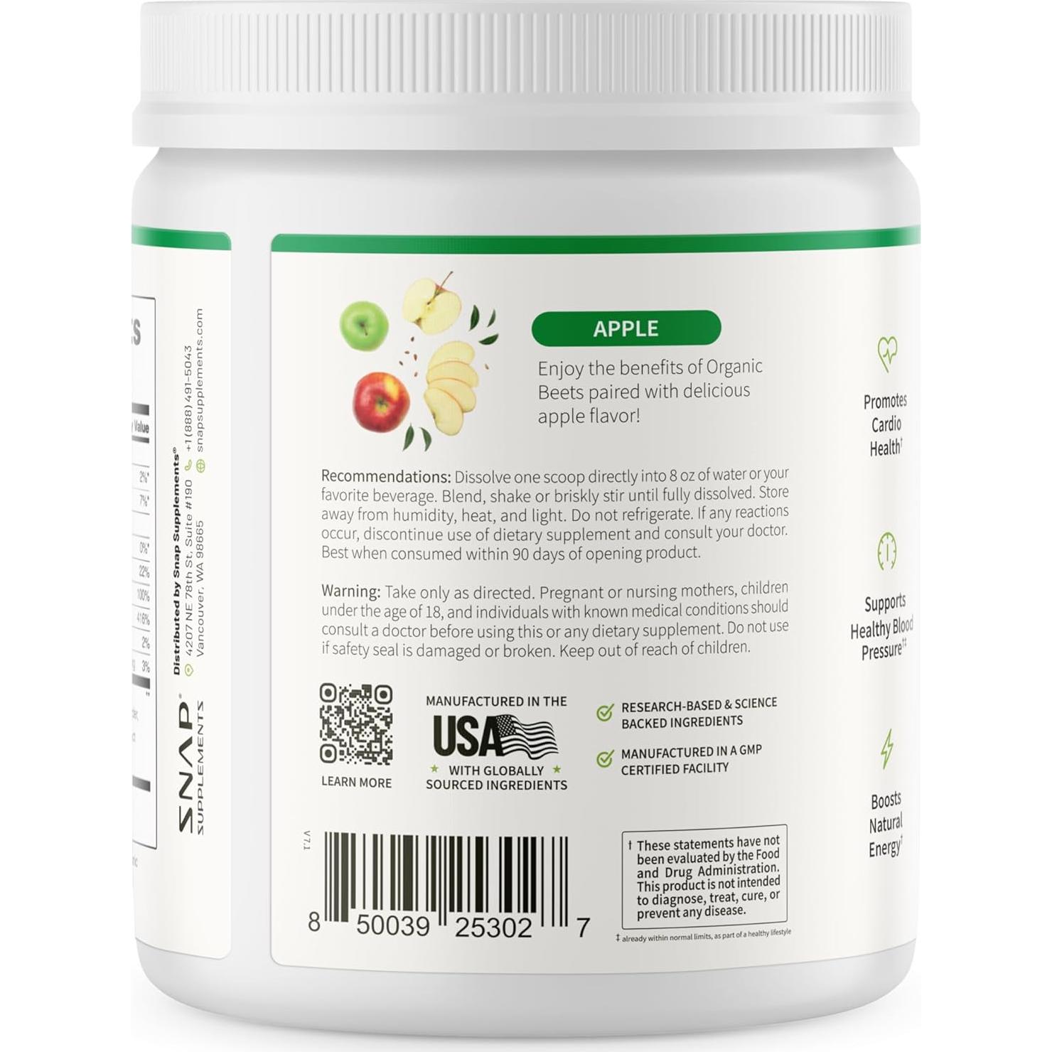 Suplemento de Remolacha Orgánica Snap 250g - Energía y Circulación